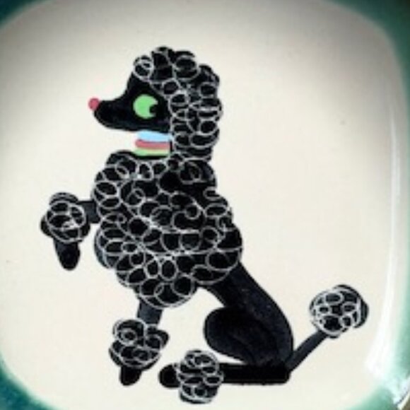 Cute! Vintage Poodle Pottery Bread/Dessert Plate - Picture 7 of 9